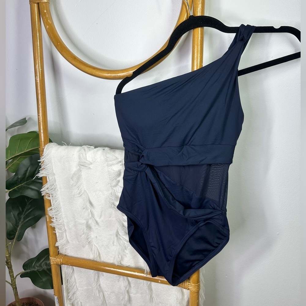 Michael Michael Kors Navy One Shoulder One Piece Sz 4